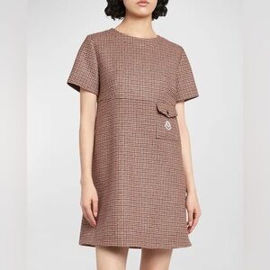 Moncler Houndstooth Wool Mini Dress